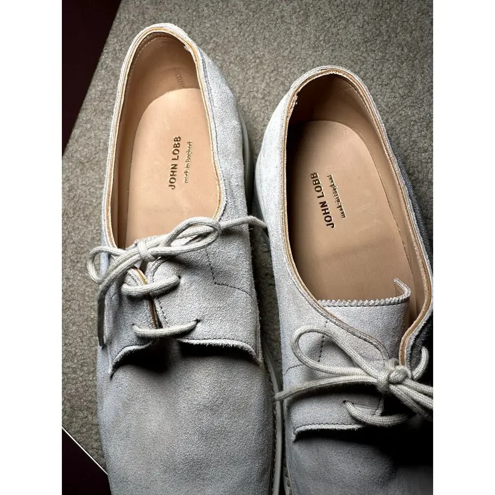 NIB John Lobb Haldon Sand Suede Derby Shoes size UK 8 US 9 EU 42 $1820